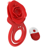 Rose Vibrating Cock Ring With Tongue Tickler For Couples Sex Pleasure, Vibrating Penis Ring 10 Strong Vibration Double Ring Erection Vibrator Ring Adult Sex Toys For Men Women