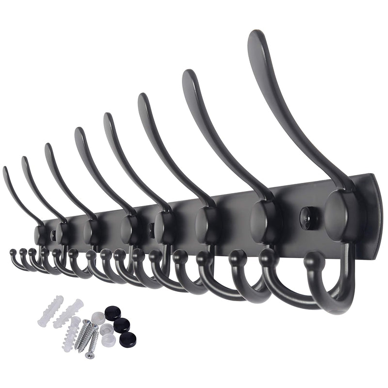 Coat Rack Wall Mounted Long,8 Tri Hooks For Hanging,30 Inch Hook Rack,Hook Rail,