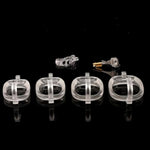 3D Printed Chastity Cage With 4 Different Rings Male Cock Cage With Hooks And Concealed Locks Lightweight Resin Chastity Device For Man Penis Bondage Sex Toys Breathable Penis Cage (A,Transparent)
