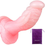 Puffy Hummingbird Dildo - 6.25" Perfect Fit Cute Dildo W/Soft Yet Firm Texture, Liquid Silicone, Real Skin Feel, Strong Suction Base, Harness-Compatible, W/Drawstring Bag (Blush Haze)