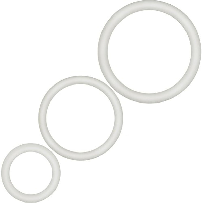Blush Men Performance Vs4 Penis Ring - Glow In The Dark Puria Silicone Cock Ring - Stretchy & Tough Erection Enhancing C-Rings - Various Widths - Pack Of 3 Sizes Male Sexual Stimulation Device - White