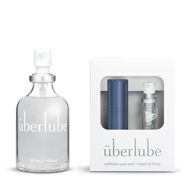 Home And Travel Bundle - Navy Travel Lube Kit + 55Ml Bottle Silicone Lube, Unscented, Flavorless, Works Underwater - 55Ml + Navy Kit