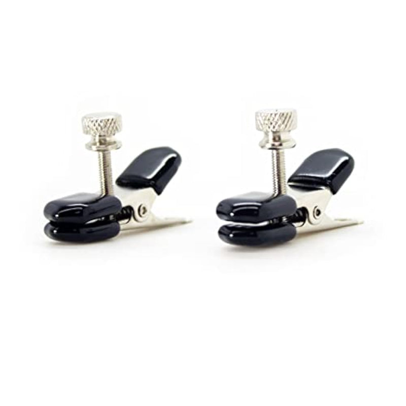 Bdsm Alligator Nipple Clamps - Broad Tip For Erotic Stimulation - Adjustable Screw Barrel For Desired Pressure - Rubber Covered Tips - Gentle Or Firm Nipple Play - Bondage Kink