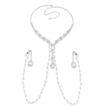 Crystal Body Chain Necklace Set With Rhinestone Pendants, Body Clamps Breast Silver Chain W-Tone Fashion Jewelry For Women (Concise-Wathet)