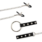 Bdsm Penis Ring Sex Toy With Nipple Clip For Men Sm Leather Collar Bondage Extreme Slave Testicle Stretchers Pennis With Chains