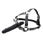 Bdsm Silicone Penis Mouth Gag, Sm Double Head Dildo Mouth Gags With Y-Shape Adjustable Leather Bondage Head Harness, Fetish Dildo Gag Bondage Restraints Strap, Adult Flirting Sex Toys For Couple