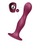Double Ball-R | Weighted Dildo | Vaginal And Anal Stimulation | Suction Cup Base | Unisex | Body-Friendly Silicone (Berry)