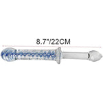 8.7 Inches Blue Swirl Glass Dildo Crystal Penis Women Masturbator G-Spot Stimulator Sex Wand