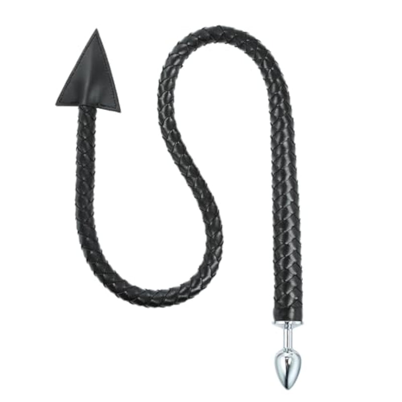 Long Faux Leather Sex Whip With Anal Plug, 2 In 1 Anal Sex Toys – Bdsm Spanking Toy, Soft Leather Flogger, Adjustable Handle, Erotic Play Tool For Couples, Sensual Dominance, And Submission Roleplay