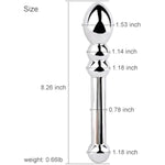 Metal G-Spot Dildo With Anal Beads & Massage Wand - Double-Ended Stimulator For Couples, Dual Pleasure Anal Plug And Clitoral Toy (Pd-S11)