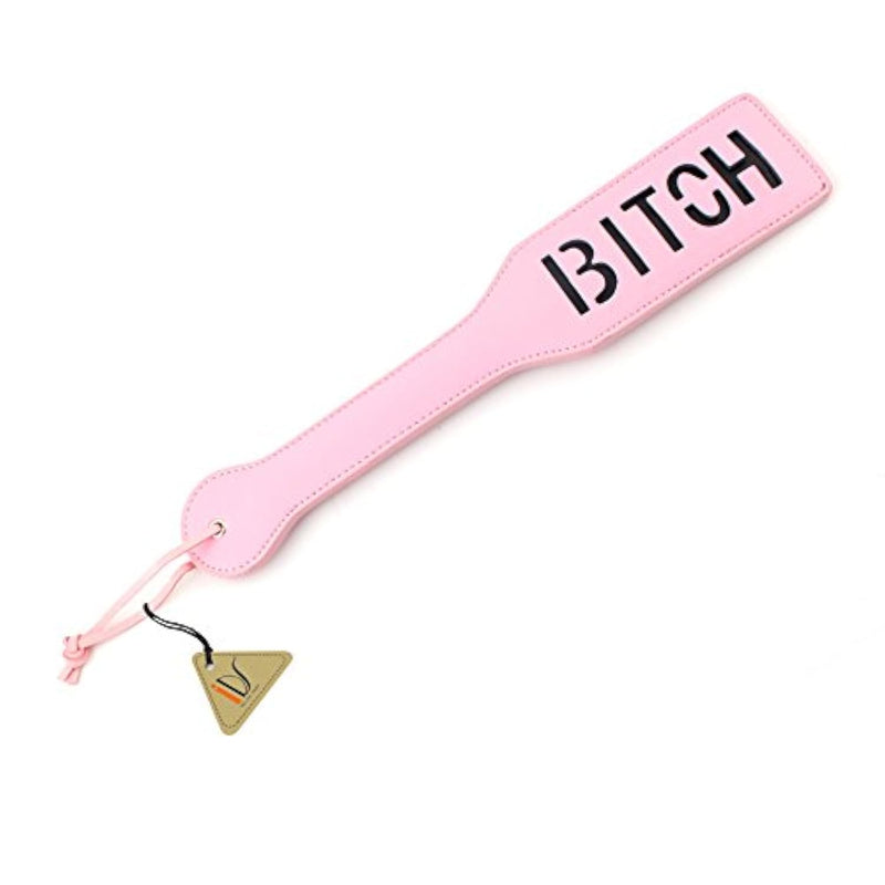 Lovesex Pu Leather "Bitch" Spanking Whip Paddle Adult Sex Bondage Restraint Toy Pink