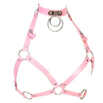 Punk Pink Leather Harness Women Fashion Goth Top Harness Belt Body Bondage Chest Straps Sexy Lingerie (Color : Pg0239, Size : One Size)