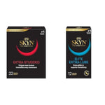 Extra Studded Non-Latex Ultra Thin Condoms 22 Count Box And Elite Extra Lube Ultra-Thin Lubricated Latex-Free Condoms 12 Count