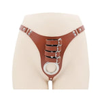 Cock Cage Made Of Leather Chastity Cages Used To Bondage Men'S Penises Sm Sex Toys Male Chasity Devices With Lock And 2 Keys Ventilated And Breathable Penis Locks (B,Brown)
