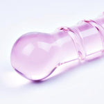 Glass Double-Ended G-Spot Dildo,6.7-Inch Pink Crystal Penis Pleasure Rod With Raised Threaded,Anal Plug P-Spot Prostate Massager,Adult Sex Toys For Male/Female Couples Masturbation