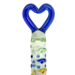 Glass Dildo With Raised Bumps & Heart Handle - Intense Erotic Sensations - Temperature Play - Hypoallergenic & Easy To Clean - G-Spot Stimulation - Quick Squirting Orgasms