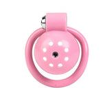 Press-Lock Penis Cage Set With 5 Sizes Rings And Metal Dilator, Flat Chastity Lock Male Small Lightweight Devices For Men Extreme, Adult Bondage Slave Fetish Sm Sex Toy For Men (Pink Cage+Dilator)