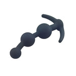 Silicone Anal Beads Butt Plugs, 4.9 Inch Three Ball Anal Chain Link Anal Beads Silicone Butt Plug With Thin Neck & 3 Gradual Beads & TBar Base Anal Adult Sex Toy For Male Female Couple Play Black
