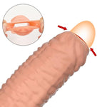 Penis Sleeve Threaded Reusable Enlarge Sleeves Thick Realistic Silicone Soft Cock Sheath Adult Sex Toys For Men Enlarger Girth Rings (Skin)