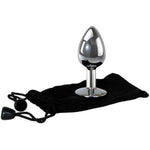 Gem Medium Anal Plug, Metal Butt Plug For Women & Men, Tapered Trainer For Beginners & Advanced, Weighted Aluminum Plug For Temperature Play, Safety Flared Base, Velvet Bag, Clear, 3.25"