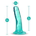 B Yours Plus Hard N' Happy 5Dildo, Strong Suction Cup & Harness Compatible, Realistic Feel, Transparent Tapered Head For Adults Men Women, Teal