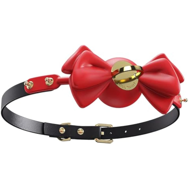 Silicone Mouth Ball Gag Breathable Open Mouth Gag With Removable Metal Plug Adjustable Genuine Leather Strap Sm Restraints Fetish Sex Toys For Women Men (Red)