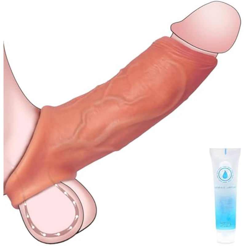 Penis Sleeve Extender Cock Sleeve,Reusable Cock Sheath Penis Pump,Silicone Penis Enlarger Sleeves Girth,Delay Ejaculation Stronger Erection,Enhancement Adult Sex Toys For Men Couples Enlarge Prolong