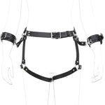 Sex Bondage Bdsm Restraints Harness Toys, Adjustable Leather Handcuffs Thigh Cuffs Ankle Shackles Waist Strap Set Pu Leather, Cosplay Adult Sm Games Sex Toys For Men Women And Couples
