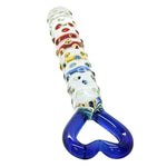 Glass Dildo With Raised Bumps & Heart Handle - Intense Erotic Sensations - Temperature Play - Hypoallergenic & Easy To Clean - G-Spot Stimulation - Quick Squirting Orgasms