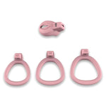 Flat Chastity Cage Male Sex Toys Cock Cage With Belt And 3 Different Rings Sissy Chastity Device With Invisible Lock For Male Bondage Breathable Lightweight Resin Penis Cage (A,Pink)