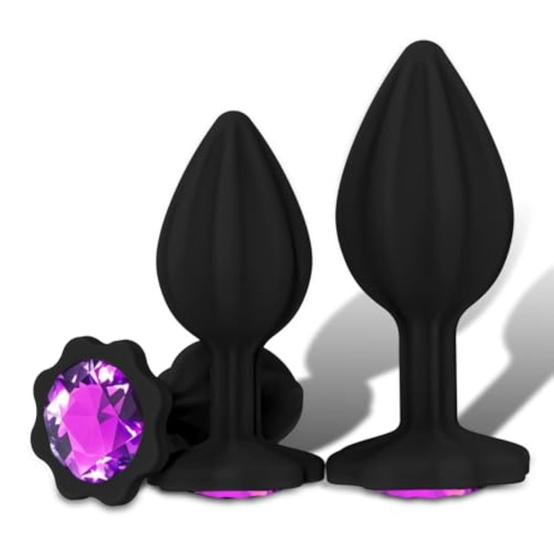 Anal Plugs Adult Sex Toy,3Pcs Jeweley Silicone Butt Plug, Anal Toys Anal Training Kit Sex Toys Games Small Butt Plug, Beginner Anal Toys For Adult Unisex (Purple)
