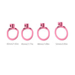 Pink Chastity Cage Cock Cage With 4 Different Sized Penis Rings Honeycomb Ventilated And Breathable Chasity Cage Male Bondage Chasity Device Adult Sex Toys (Flat Ring)