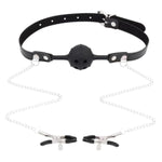 Gag Silicone Mouth Gag With Nipple Clamps Sex Flirting Sex Toys Adjustable Ball Gag Silicone Ball Gag With Air Holes Erotic Fetish Extreme Sex Toys For Couple Women