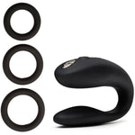 Sync Go Black C-Shape Couples Vibrator & Lovehoney Get Hard Set Of 3 Cock Rings - Couples Sex Toys Bundle