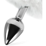Rabbit Tail Anal Plug Sex Toys With 2 Replaceable Anal Plugs Silicone/Metal Tail Anal Plug Butt Plug Cute Sexy Cosplay Anal Tail Anal Sex Toys For Women Men Couple Furry Butt Plug (White)