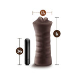 Hot Chocolate Renee - Vibrating Realistic Ultra Soft Ribbed Pocket Pussy Masturbator Stroker - Hand Held One Size Fits All Sex Toy For Men