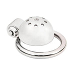Metal Male Penis Chastity Device Belt With Small Cage Padlock Set?Silver?