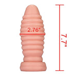 Large Flesh Ribbed Anal Plug Big Butt Plug Anus Stimulator Anal Training Toy For Advanced Men Women