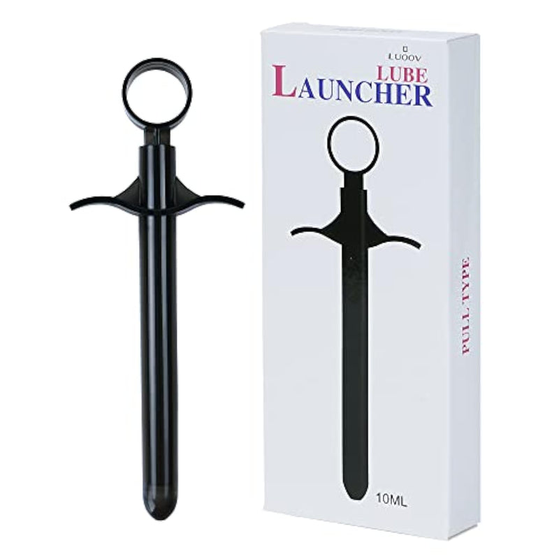 Lubricant Tube Shooter with Smooth Rounded Cap for Men, Women & Couples, Reusable, Easy Use & Clean,Lube Applicator Syringes (Black 10ml)