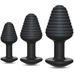 Silicone Threaded Anal Plug With Flared Base Three-Piece Male Anal Plug Set Female Adult Sex Toy