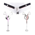Inverted Chastity Cage With Urinal Tray Sm Sex Toys Cock Cage With Belt Used To Restrain A Man'S Penis Male Chasity Device Made Of Metal Stainless Steel (Black,A)