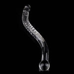 Glass Dildo Crystal Double-Ended Penis Pleasure Wand Crystal Glass Wand Dildo S Shape-Curved Dildo Anal Butt Plug For G-Spot Stimulation