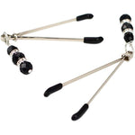 Elite Nipple Clamps, Silver Color With Black Pendant