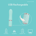 Flirty Vibrating Wand, Premium Silicone With Swarovski Crystal, Deep & Rumbly Powerbullet Vibrations, Rechargeable For Cordless Play (Teal)