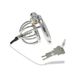 Electric Shock Chastity Lock and Bead Metal Anal Plug Combination Set for BDSM Enthusiasts