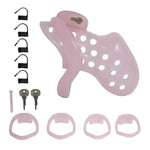 Resin Chastity Device With Invisible Lock Sm Bondage Adult Chastity Cage Sex Toys, Cock Cage With 4 Removable Rings Of Different Sizes And 5 Disposable Coded Locks (Small,Pink)