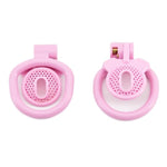 Mini Honeycomb Cock Cage Sex Toy With Invisible Lock And 4 Penis Ring Breathable Mesh Chastity Cage Bdsm Bondage Set For Men (Pink,Negative)