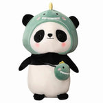 Plush Panda Stuffed Animal In Dinosaur Costume, White And Green, Soft Plush Material, 14 Inch, With Mini Dino Accessory (Dinosaur Panda)