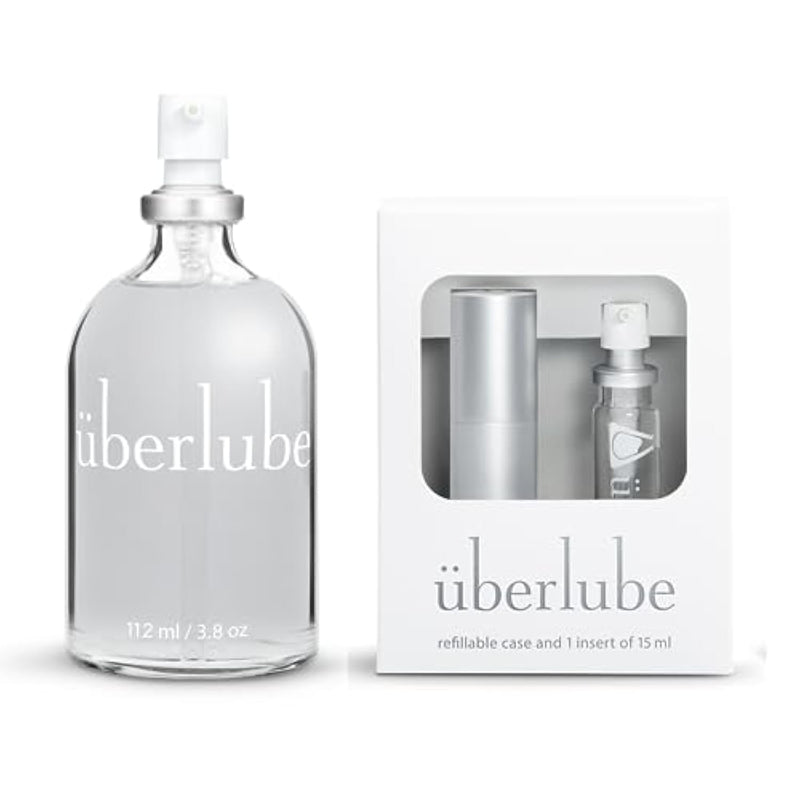 Home And Travel Bundle - Silver Travel Lube Kit + 112Ml Bottle Silicone Lube, Unscented, Flavorless, Works Underwater - 112Ml + Silver Kit