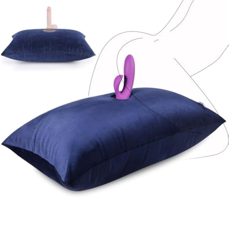Inflatable Sex Pillow Sex Toy Holder For Coupe Sex Women Sex Position Pillows, Portable Suction Cup Dildo Mount Inflatable Sex Body Positioner With Hole Love Position Dildo Pillow For Adults(Blue)